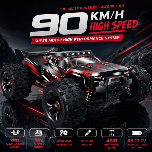 VenuVolt Raptor 1:14 RC monster truck in volt green on a dark background