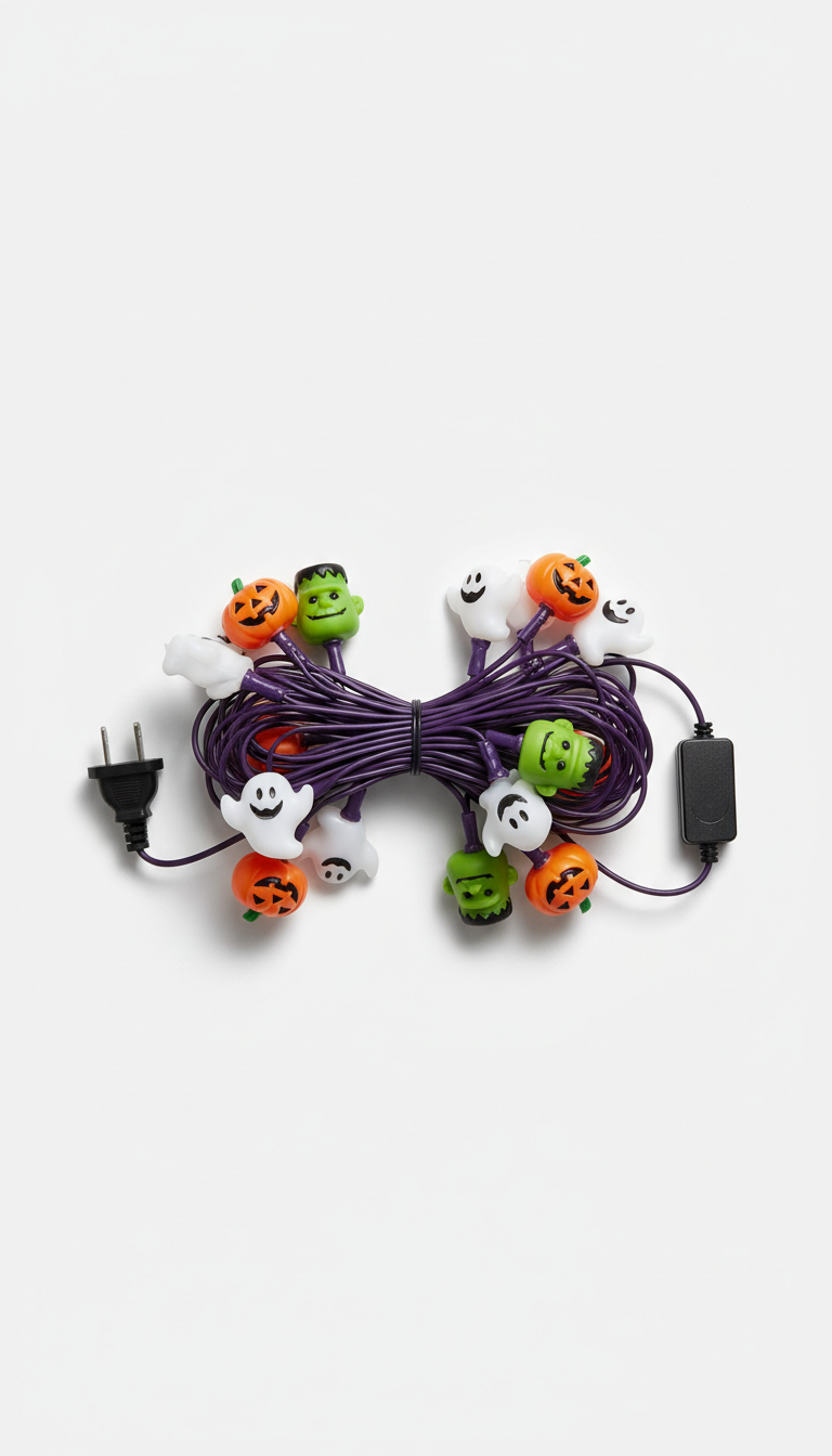 Plug-and-Play Orange Halloween Lights
