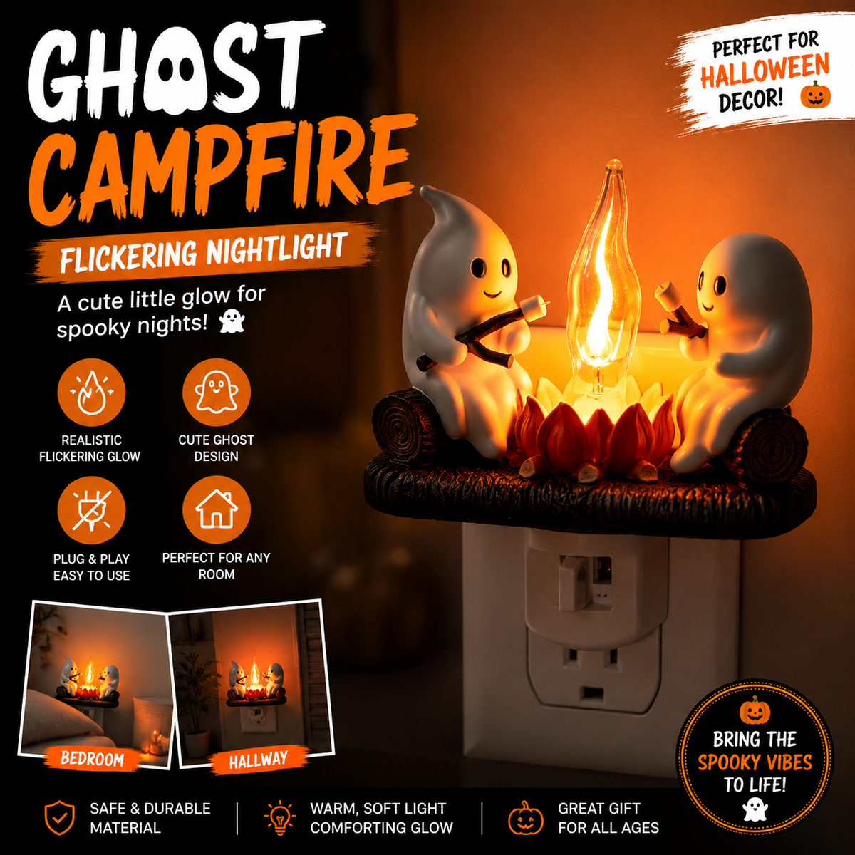 2026 Ghost Campfire Flickering Nightlight