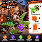 Kids Inflatable Riding Dinosaur Costume + Light-Up Candy Bucket – Halloween Edition