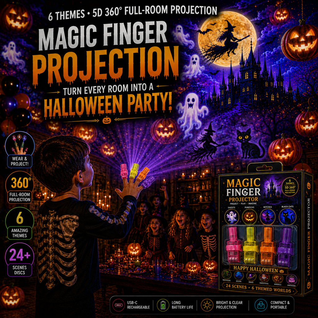 Billhol 2026 Halloween Magic Finger Projector — 24+ Spooky Scenes Across 6 Immersive Worlds | Limited Edition