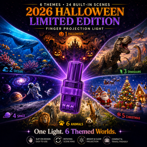 Billhol 2026 Halloween Magic Finger Projector — 24+ Spooky Scenes Across 6 Immersive Worlds | Limited Edition