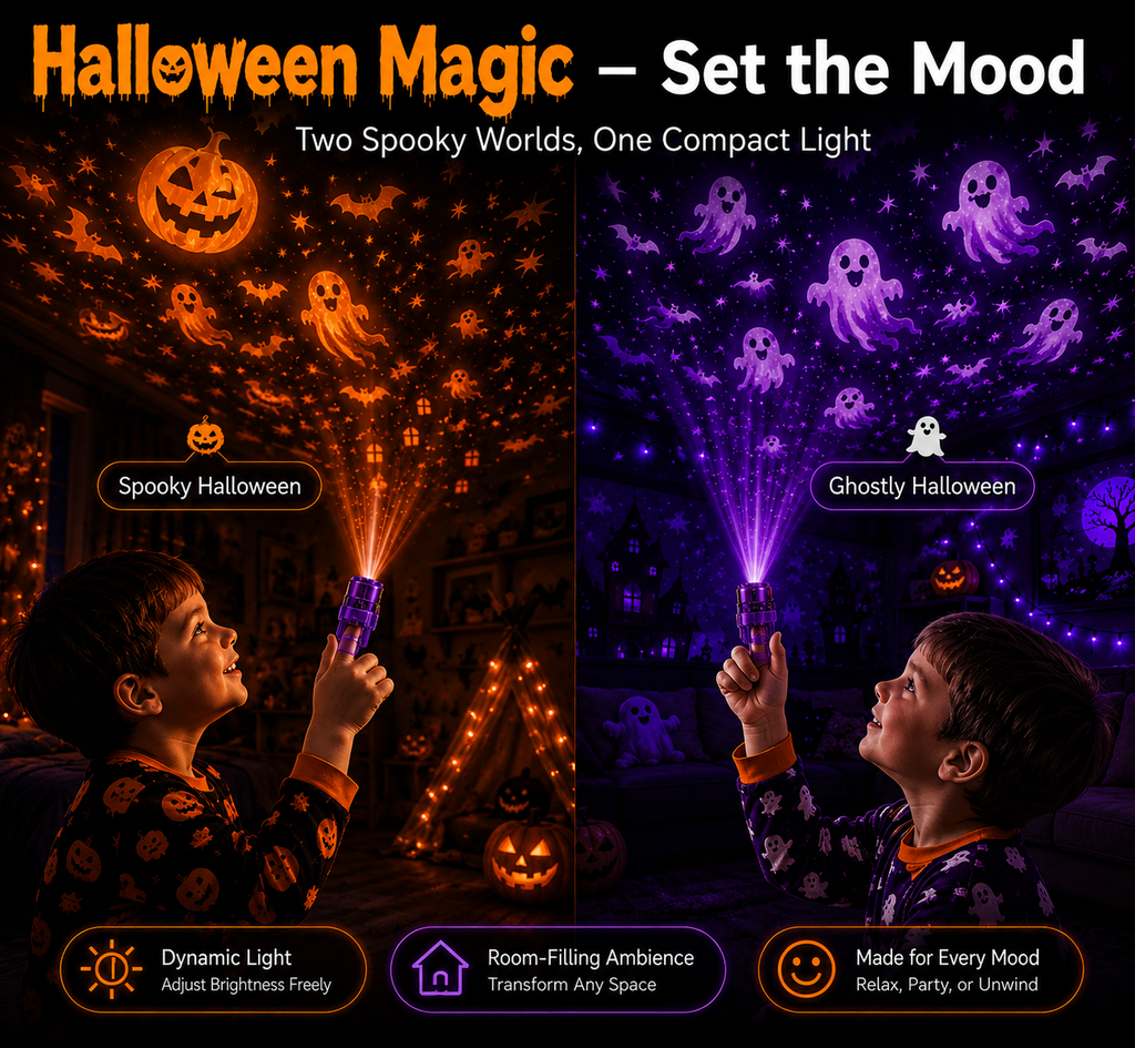 Billhol 2026 Halloween Magic Finger Projector — 24+ Spooky Scenes Across 6 Immersive Worlds | Limited Edition